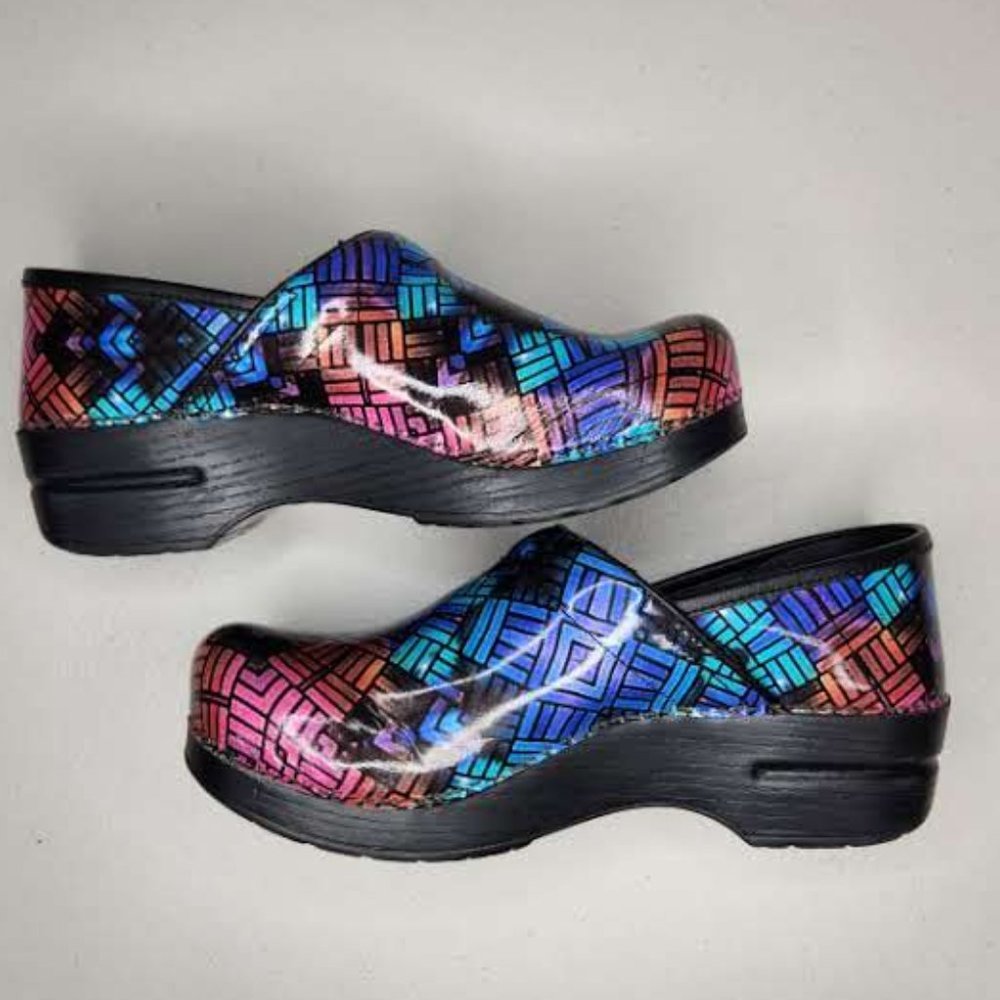 Dansko Professional Color Weave Patent Clogs Shoes Size EU 39, US 8.5-9